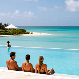Caribbean Holidays, Bermuda Adults Only, A stylish adults-only resort overlooking Bermuda's turquoise sea, with couples relaxing beside an infinity pool