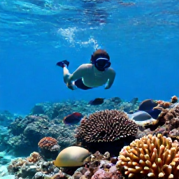 Caribbean Holidays, Bermuda Adventure, A snorkeller swimming above colourful fish and coral in clear Bermuda water near a shallow reef