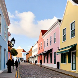 Caribbean Holidays, Bermuda Adventure, Historic St George's in Bermuda with pastel buildings, cobbled streets and visitors exploring in warm January sunshine