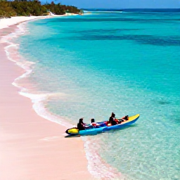 Caribbean Holidays, Bermuda Adventure Holidays, Kayakers exploring clear turquoise water beside Bermuda's pink-sand coastline in bright August sunshine