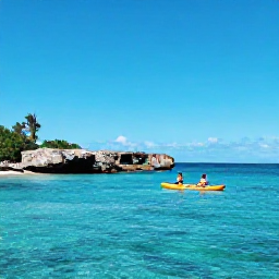 Caribbean Holidays, Bermuda Adventure Holidays, Visitors kayaking through calm turquoise water beside Bermuda's rocky coastline under a clear summer sky