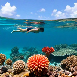 Caribbean Holidays, Bermuda Adventure Holidays, Visitors swimming and snorkelling above a colourful coral reef near Bermuda during a sunny August day