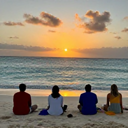Caribbean Holidays, Bermuda Adventure, Sunset over Bermuda's coastline with a small group enjoying a relaxed outdoor adventure after a day of exploring