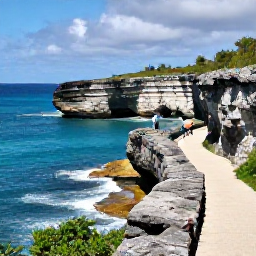 Caribbean Holidays, Bermuda Adventure, Visitors exploring Bermuda&rsquo;s dramatic coastline on a clear day, with coastal paths, limestone cliffs and blue ocean