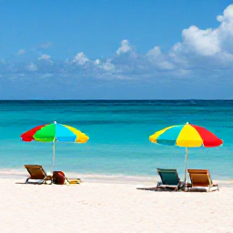 Caribbean Holidays, Bermuda All Inclusive, Sunny pink-sand beach in Bermuda with calm turquoise water, colourful umbrellas and a relaxed early-summer atmosphere
