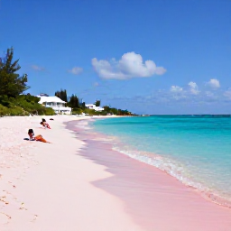 Caribbean Holidays, Bermuda April Tours, Bright spring morning at Horseshoe Bay in Bermuda, with pink sand, turquoise water and a few relaxed visitors