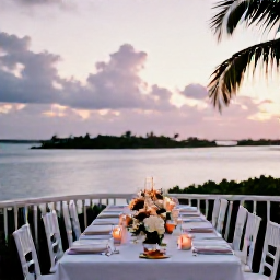 Caribbean Holidays, Bermuda April Weddings, A romantic Bermuda wedding dinner on a waterfront terrace, with candles, local seafood and pastel sunset skies