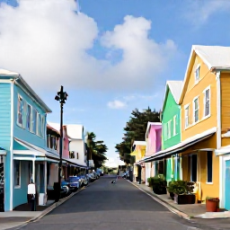 Caribbean Holidays, Bermuda August Escapes, Colourful Hamilton street in Bermuda with pastel buildings, local shops and visitors exploring in August