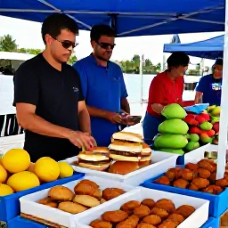 Caribbean Holidays, Bermuda August Festivals, Bermuda food market with fish sandwiches, codfish cakes, fresh fruit and friendly local vendors in Hamilton