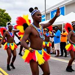 Caribbean Holidays, Bermuda August Festivals, Colourful Bermuda street festival in Hamilton during August, with Gombey dancers, musicians and visitors enjoying the atmosphere