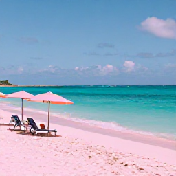 Caribbean Holidays, Bermuda Beach Holidays, A calm pink-sand beach in Bermuda on a bright April morning, with turquoise water, pastel umbrellas and a relaxed coastal atmosphere