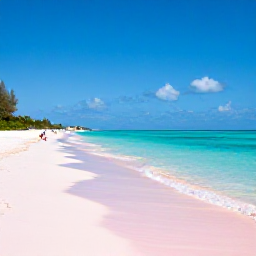 Caribbean Holidays, Bermuda Beach Holidays, Pink-sand Bermuda beach with calm turquoise water, bright March sunshine and a few relaxed visitors