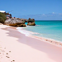 Caribbean Holidays, Bermuda Beach Holidays, Visitors relaxing on Horseshoe Bay in Bermuda, with pink sand, rocky coastal scenery and bright turquoise Atlantic water
