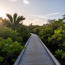 Caribbean Holidays, Bermuda Birdwatching, A Bermuda nature reserve with winter waterbirds, mangroves and a clear boardwalk under soft morning light