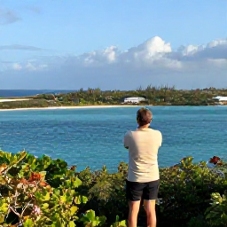 Caribbean Holidays, Bermuda Birdwatching, Birdwatcher overlooking Bermuda&rsquo;s blue waters and coastal habitats on a bright March morning
