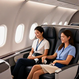 Caribbean Holidays, Bermuda Business Class, Business class passengers relaxing in a comfortable aircraft cabin before a flight to Bermuda