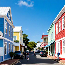 Caribbean Holidays, Bermuda Business Class, Visitors exploring colourful colonial streets and historic buildings in Hamilton, Bermuda