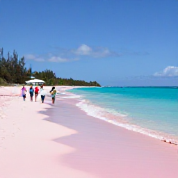 Caribbean Holidays, Bermuda Business Class, Visitors walking along Horseshoe Bay Beach with Bermuda's famous pink sand and turquoise sea