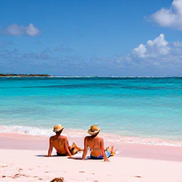 Caribbean Holidays, Bermuda Couples Holidays, A couple relaxing on pink sand beside calm turquoise sea at Horseshoe Bay, Bermuda