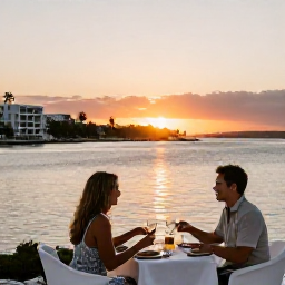 Caribbean Holidays, Bermuda Couples Holidays, Romantic waterfront dinner for two in Bermuda with harbour views at sunset