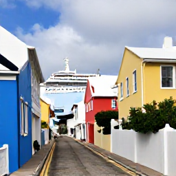 Caribbean Holidays, Bermuda Cruises January, Colourful Bermuda buildings, narrow lanes and a historic harbour with cruise visitors exploring on foot