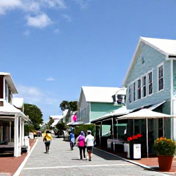 Caribbean Holidays, Bermuda Cruises July, A friendly scene in Hamilton, Bermuda, with pastel buildings, shaded streets, local shops and visitors exploring on foot