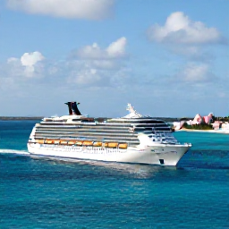 Caribbean Holidays, Bermuda Cruises July, A modern cruise ship approaching Bermuda's turquoise waters on a bright July morning, with pastel buildings and pink sand beaches in the distance