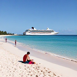 Caribbean Holidays, Bermuda Cruises November, Visitors relaxing on a quiet pink-sand beach in Bermuda with turquoise water and gentle November sunshine