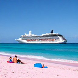 Caribbean Holidays, Bermuda Cruises, Visitors relaxing on Horseshoe Bay Beach in Bermuda, with pink sand, turquoise sea and sunny August weather