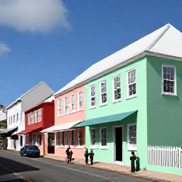 Caribbean Holidays, Bermuda Culture Holidays, Colourful pastel buildings and historic streets in Hamilton, Bermuda, with visitors exploring local shops and architecture in bright daylight
