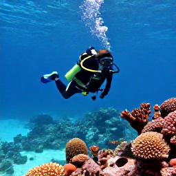 Caribbean Holidays, Bermuda Diving April, Scuba divers exploring a clear Bermuda reef in April, with colourful coral, tropical fish and blue Atlantic water