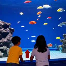 Caribbean Holidays, Bermuda Family Holidays, Children exploring the colourful Bermuda Aquarium Museum and Zoo, with tropical fish tanks and family-friendly exhibits