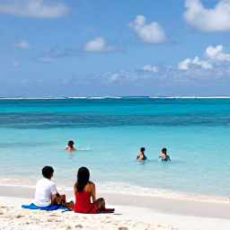 Caribbean Holidays, Bermuda Family Holidays, Children swimming and snorkelling in calm turquoise water beside a Bermuda beach, with a family relaxing on the sand