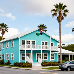 Caribbean Holidays, Bermuda Family Holidays, Family exploring colourful Hamilton in Bermuda, with pastel buildings, palm trees and festive December decorations