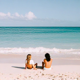Caribbean Holidays, Bermuda February Breaks, Couple relaxing on a tranquil Bermuda beach in soft winter sunshine, with turquoise sea and pale pink sand