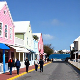 Caribbean Holidays, Bermuda February Breaks, Visitors walking along Front Street in Hamilton, Bermuda, admiring pastel colonial buildings, shops and harbour views on a sunny February day