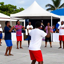 Caribbean Holidays, Bermuda February Holidays, Bermudian musicians and dancers performing at a lively community cultural event in February, with local food and friendly spectators