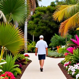 Caribbean Holidays, Bermuda February Nature, A visitor walking through Bermuda&rsquo;s lush botanical gardens in February, surrounded by palms, flowers and peaceful landscaped paths