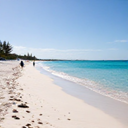Caribbean Holidays, Bermuda February Tours, Quiet pink-sand beach in Bermuda on a bright February morning, with turquoise water and a few walkers