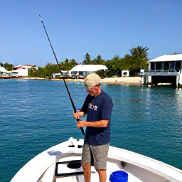 Caribbean Holidays, Bermuda Fishing, A local Bermuda fishing captain preparing rods and tackle on a charter boat in a peaceful island marina