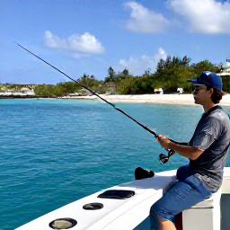 Caribbean Holidays, Bermuda Fishing January, Anglers enjoying a relaxed morning of reef fishing beside clear blue water and Bermuda coastline