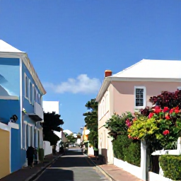 Caribbean Holidays, Bermuda Holidays, A historic Bermuda street in St George's with pastel buildings, flowering gardens and visitors exploring on foot