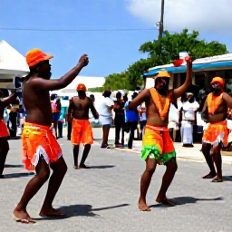 Caribbean Holidays, Bermuda in April, Traditional Bermuda Gombey dancers performing in bright costumes on a sunny street, with an enthusiastic local audience
