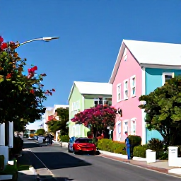 Caribbean Holidays, Bermuda in April, Visitors exploring colourful historic streets in St George's, Bermuda, with pastel buildings and flowering gardens