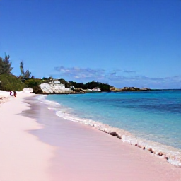Caribbean Holidays, Bermuda in February, A quiet pink-sand beach in Bermuda during February, with clear blue water, rocky coastline and a few relaxed visitors