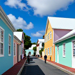 Caribbean Holidays, Bermuda in May, Visitors exploring the colourful historic streets of St George&rsquo;s, Bermuda, with colonial buildings, narrow lanes and sunny spring light