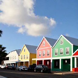 Caribbean Holidays, Bermuda in November, Colourful Bermudian houses and historic streets in Hamilton, with visitors exploring local culture in warm November sunshine