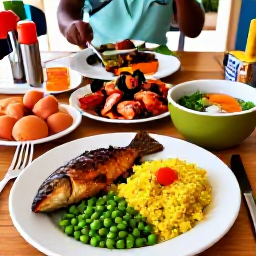 Caribbean Holidays, Bermuda in November, Traditional Bermudian food being prepared and served at a welcoming local restaurant, with fish, peas and rice and fresh seafood on the table
