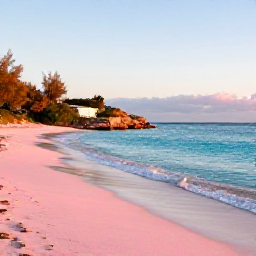 Caribbean Holidays, Bermuda in October, Quiet pink-sand beach in Bermuda on a warm October morning, with turquoise water and soft autumn sunlight