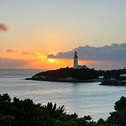 Caribbean Holidays, Bermuda Instagram Hotspots, A scenic January sunset at Gibbs Hill Lighthouse in Bermuda, overlooking the island's coastline and deep blue sea
